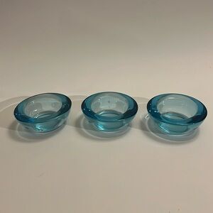 Crate & Barrel Glass Summer Aqua Tea Light Candle Votive Holders